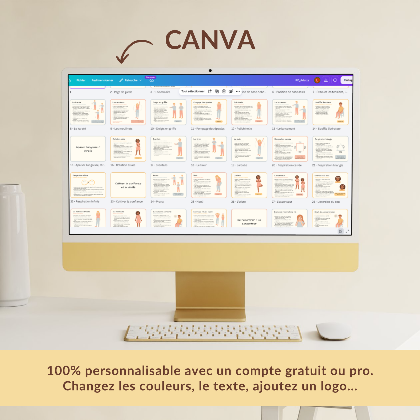 39 cartes relaxations dynamiques adulte à imprimer – outil sophrologue, exercices de sophrologie illustrés