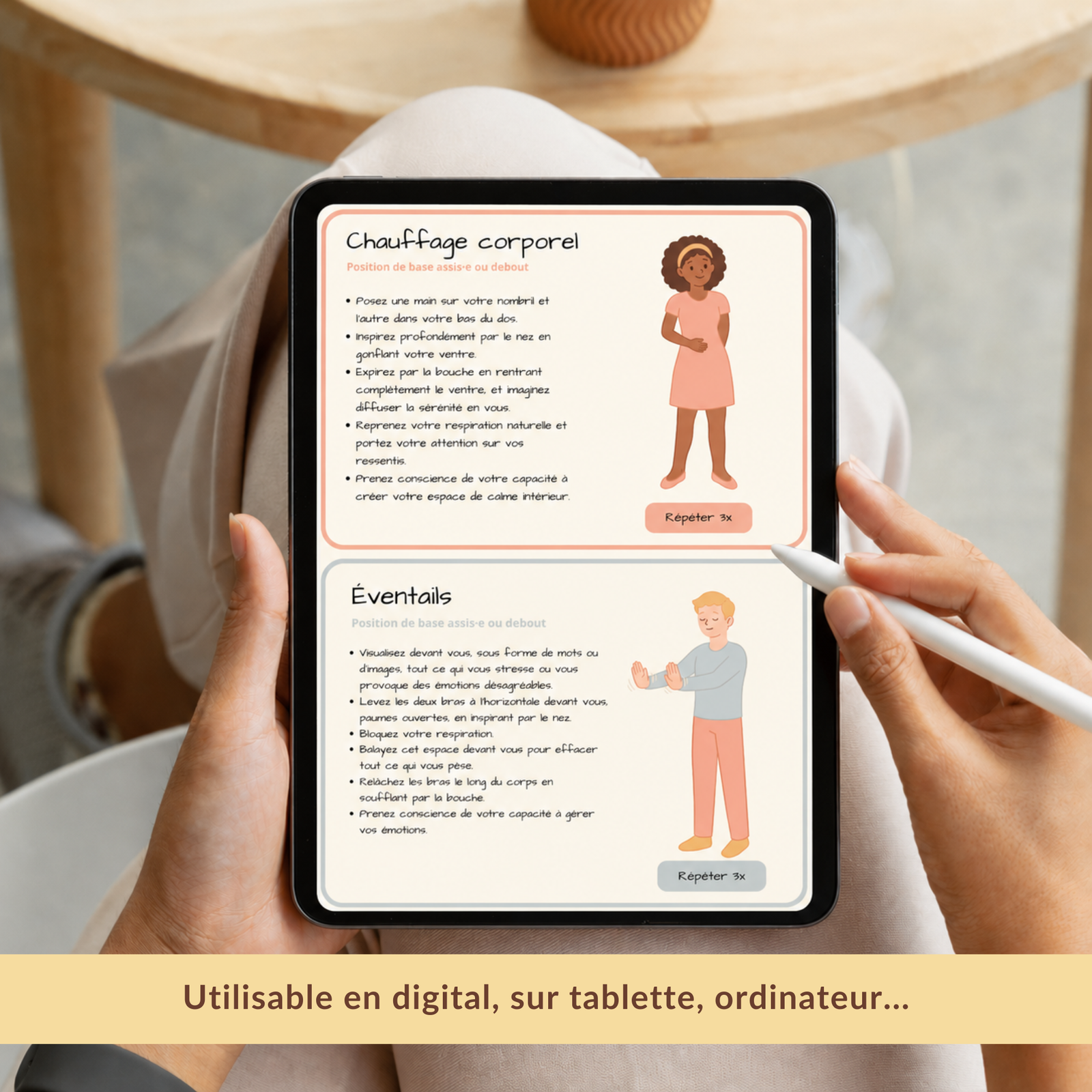39 cartes relaxations dynamiques adulte à imprimer – outil sophrologue, exercices de sophrologie illustrés