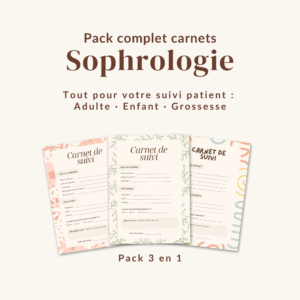 Pack 3 carnets de suivi sophrologie à imprimer – adulte, enfant et grossesse