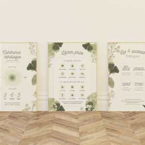 Pack Décoration Cabinet Sérénité – 3 Affiches à Imprimer – Toltèques, Lâcher Prise, Cohérence Cardiaque