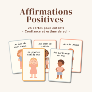 Cartes affirmations positives à imprimer pour enfant, illustrations douces, version fille et garçon